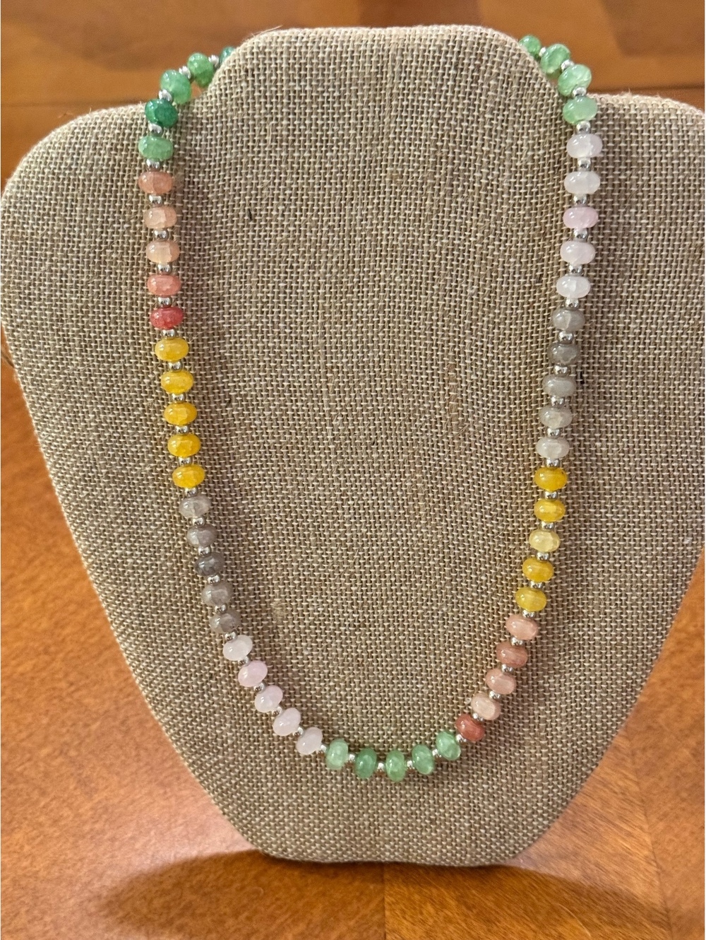Candy Necklace Muted Tones Beaded Necklace 19.5" Silver tone Clasp 633